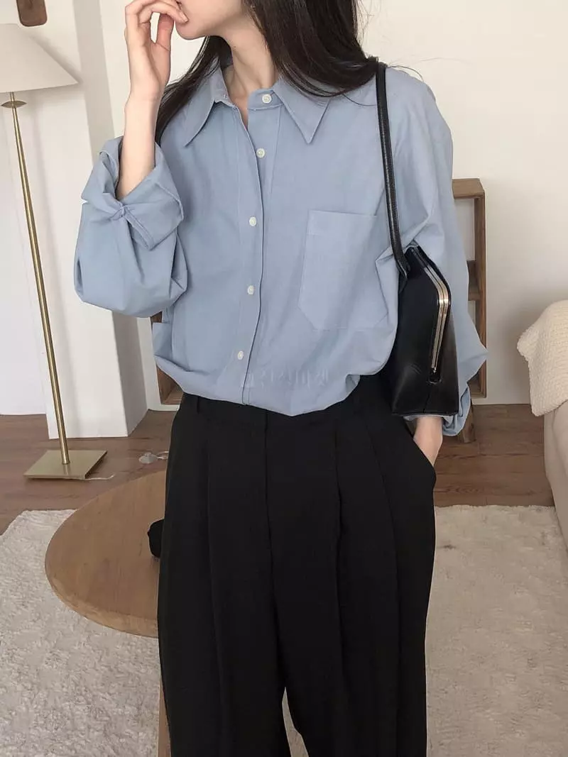 Overclassic - Korean Women Fashion - #momslook - Bio Over Shirt - 5