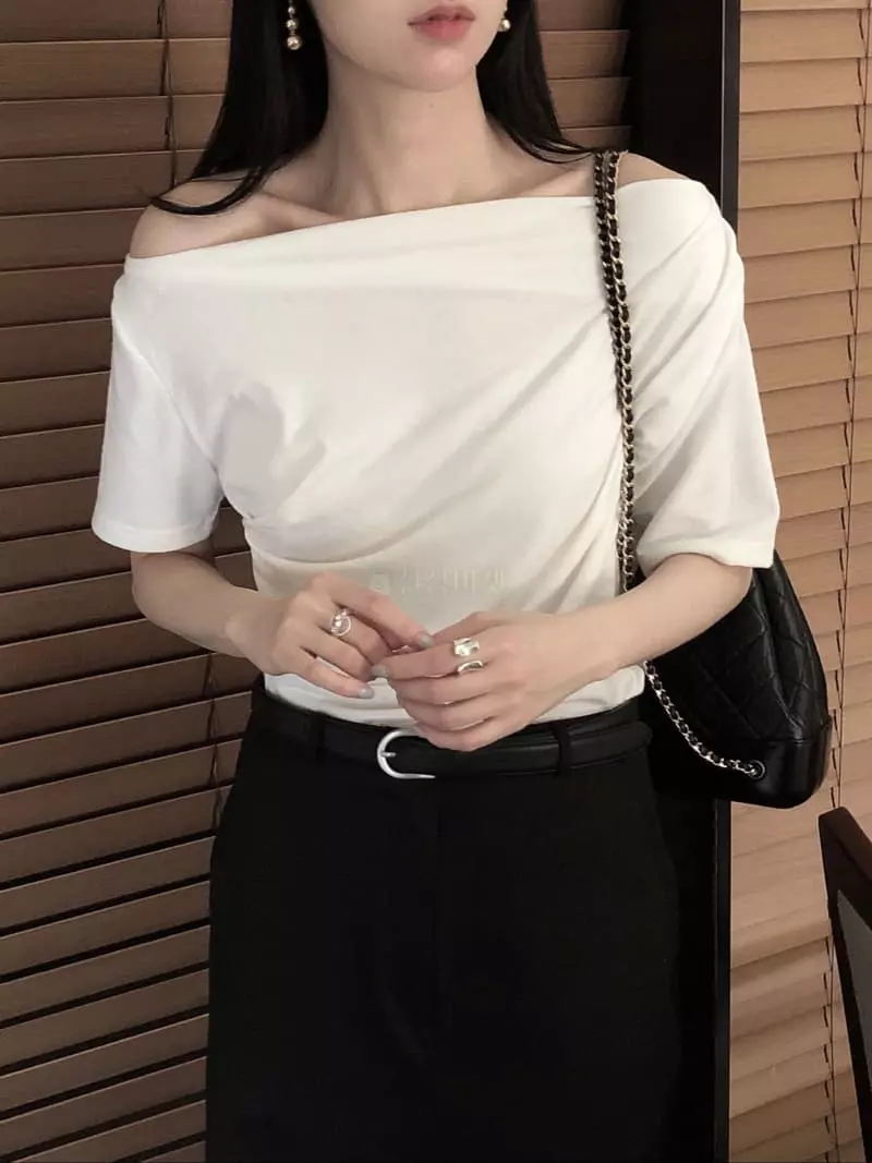 Overclassic - Korean Women Fashion - #womensfashion - Half Off Tee - 12