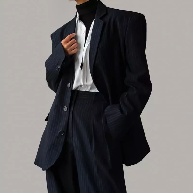 Paper Moon - Korean Women Fashion - #momslook - Pin Stripes Jacket - 8
