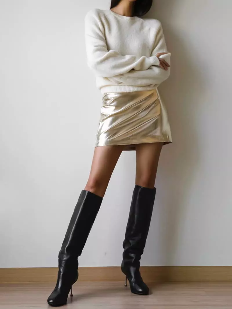 Paper Moon - Korean Women Fashion - #momslook - Matalic Skirt - 12