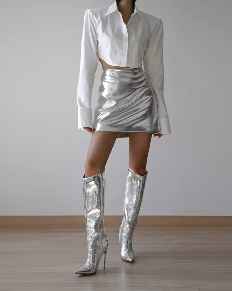 Paper Moon - Korean Women Fashion - #momslook - Matalic Skirt - 2