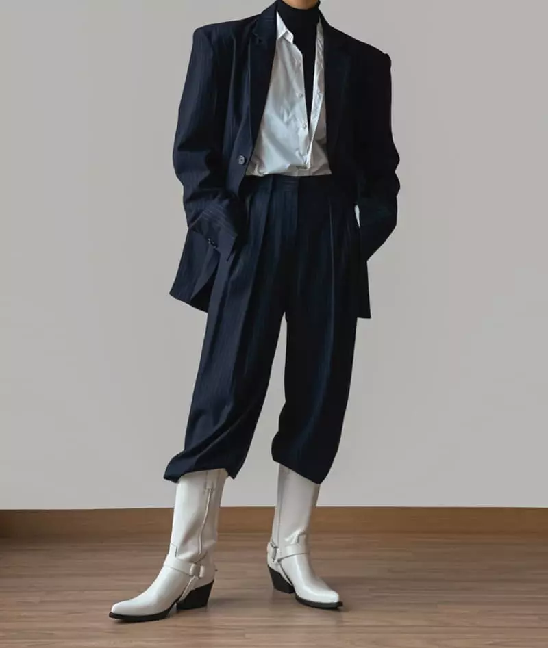 Paper Moon - Korean Women Fashion - #momslook - Pin Stripes Pants - 12