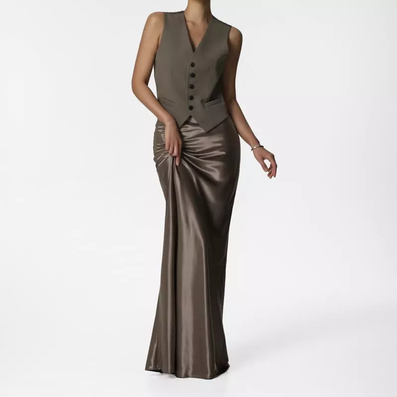 Paper Moon - Korean Women Fashion - #momslook - Silky Satin High Waisted Maxi Flared Skirt - 11