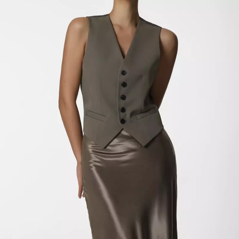 Paper Moon - Korean Women Fashion - #momslook - Five Button Down Tailored Suit Vest  - 10