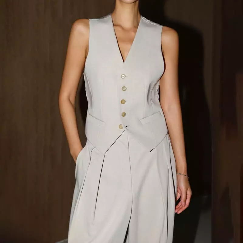 Paper Moon - Korean Women Fashion - #thelittlethings - Five Button Down Tailored Suit Vest  - 4