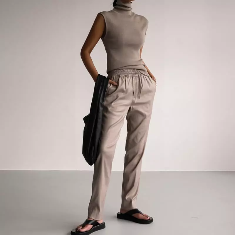 Paper Moon - Korean Women Fashion - #momslook - Turtleneck Rib Sleeveless Knit Top - 8