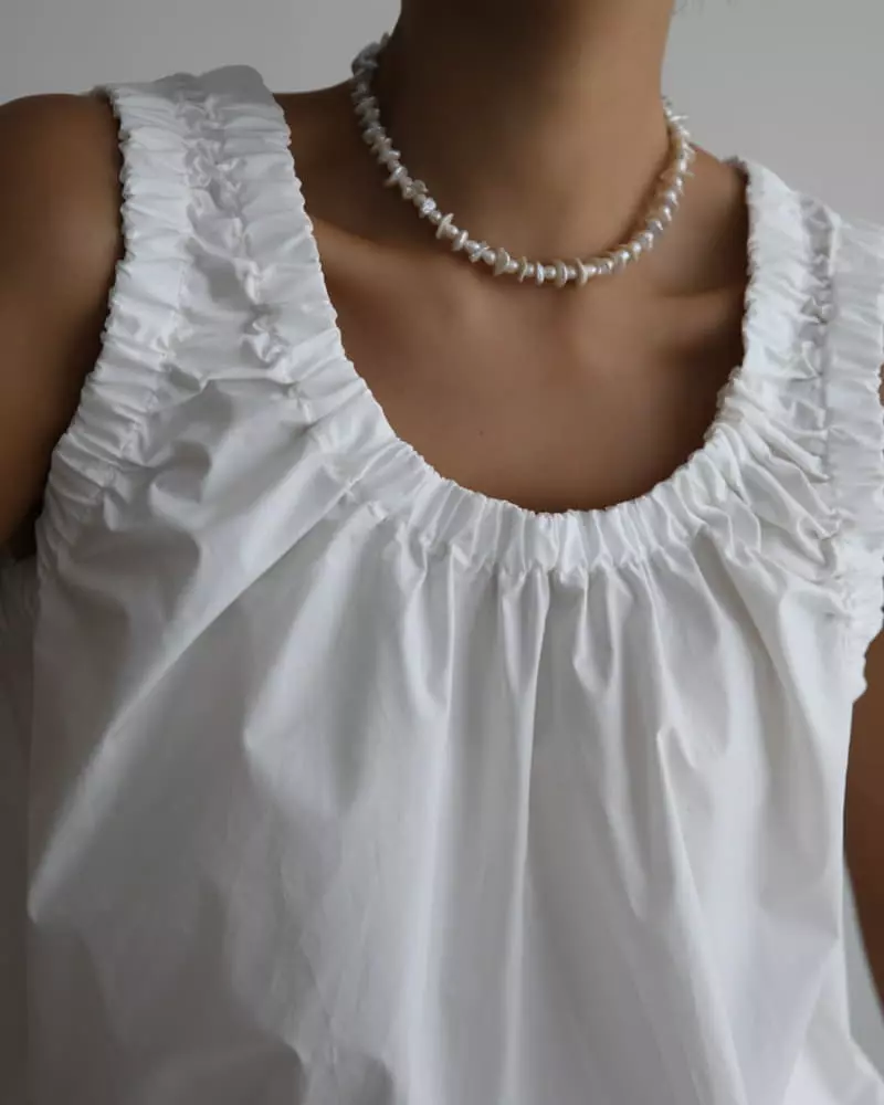 Paper Moon - Korean Women Fashion - #womensfashion - Banded Shirring Sleeveless Blouse - 4