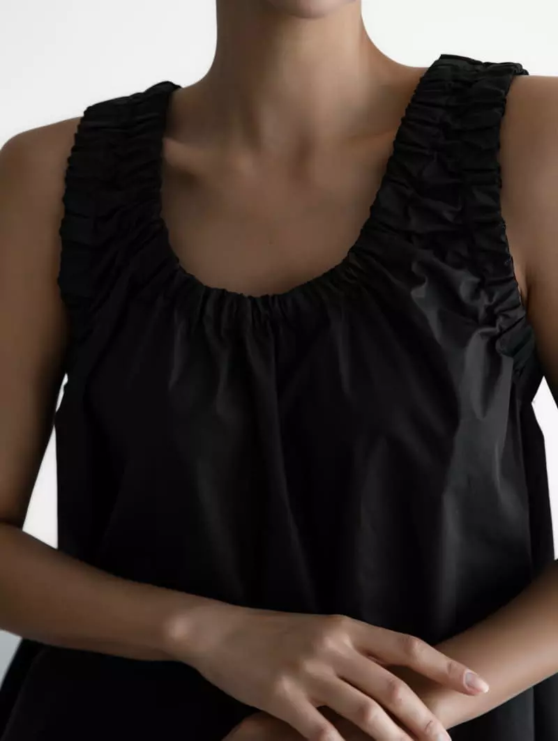 Paper Moon - Korean Women Fashion - #momslook - Banded Shirring Sleeveless Blouse - 8