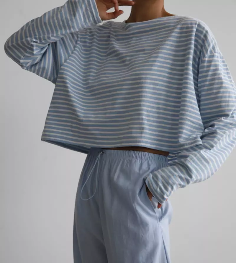 Paper Moon - Korean Women Fashion - #momslook - Crop Stripes Tee - 11