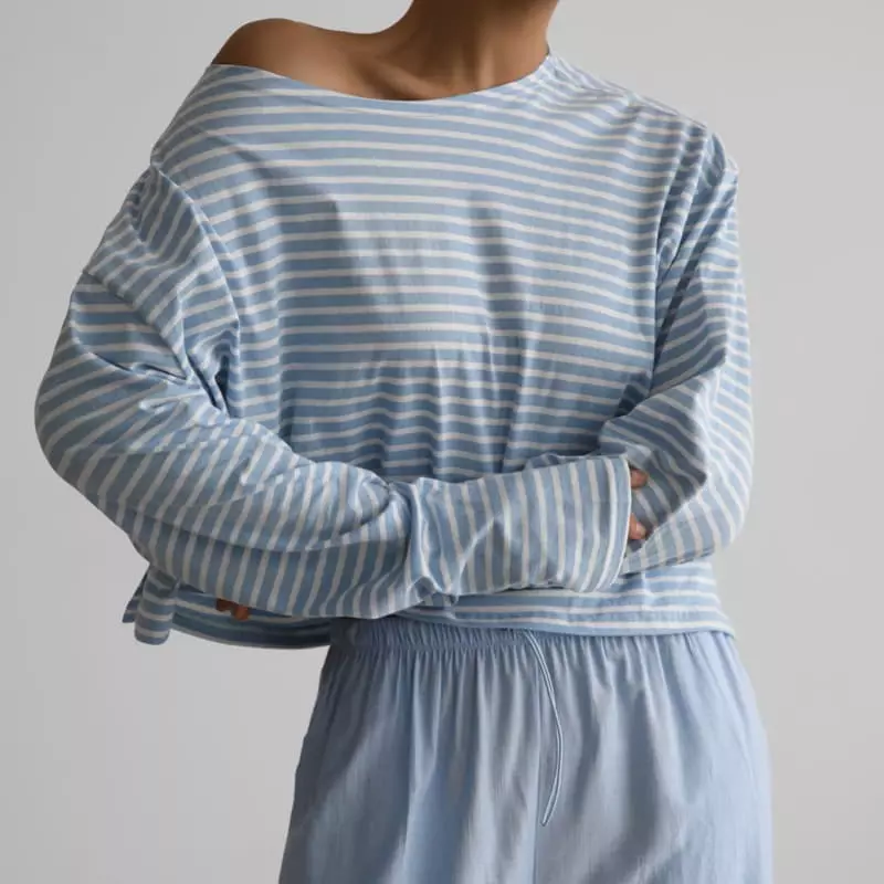 Paper Moon - Korean Women Fashion - #momslook - Crop Stripes Tee - 12