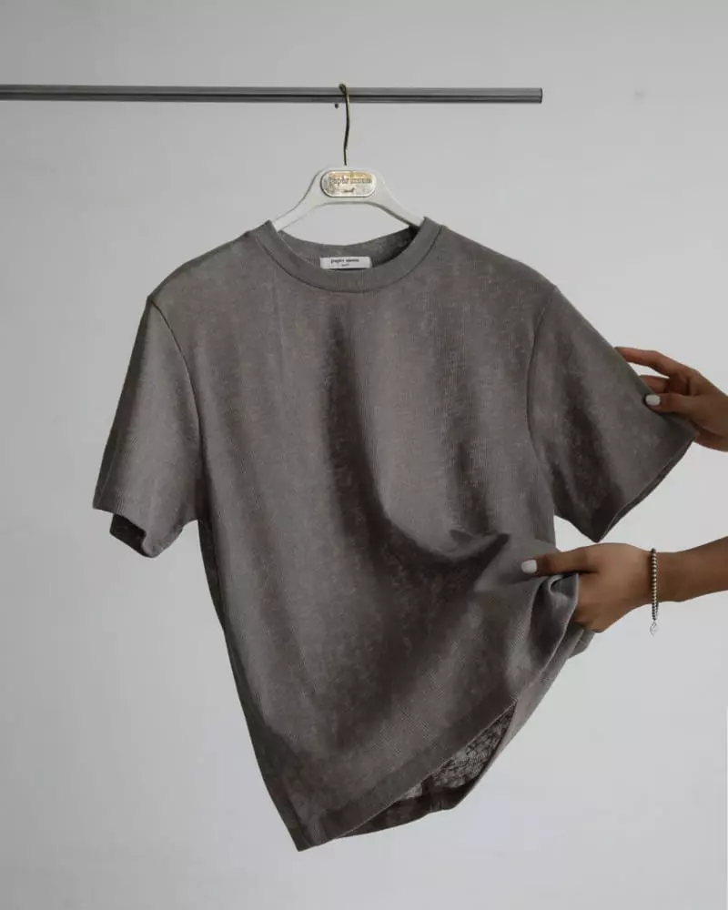 Paper Moon - Korean Women Fashion - #momslook - Knit Texture Loose Fit Tee - 11