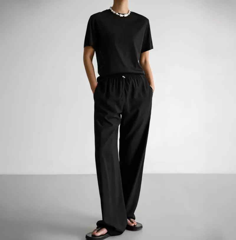 Paper Moon - Korean Women Fashion - #momslook - Banded Cozy Wide Trousers - 8