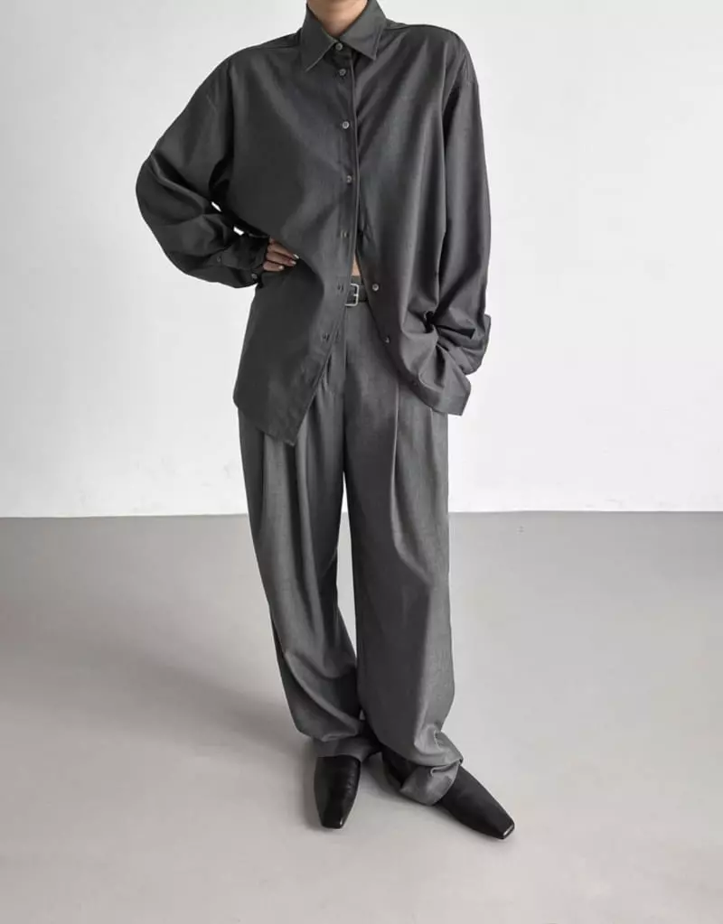 Paper Moon - Korean Women Fashion - #momslook - Oversized Wool Blend Button Down Shirt - 7