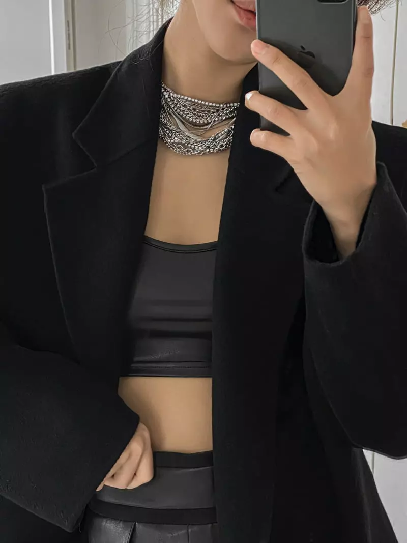 Paper Moon - Korean Women Fashion - #momslook - Vegan Leather Cropped Sleeveless Tank Top - 12