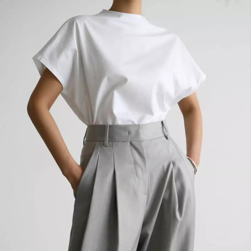 Paper Moon - Korean Women Fashion - #momslook - High Neck French Sleeve Top - 2
