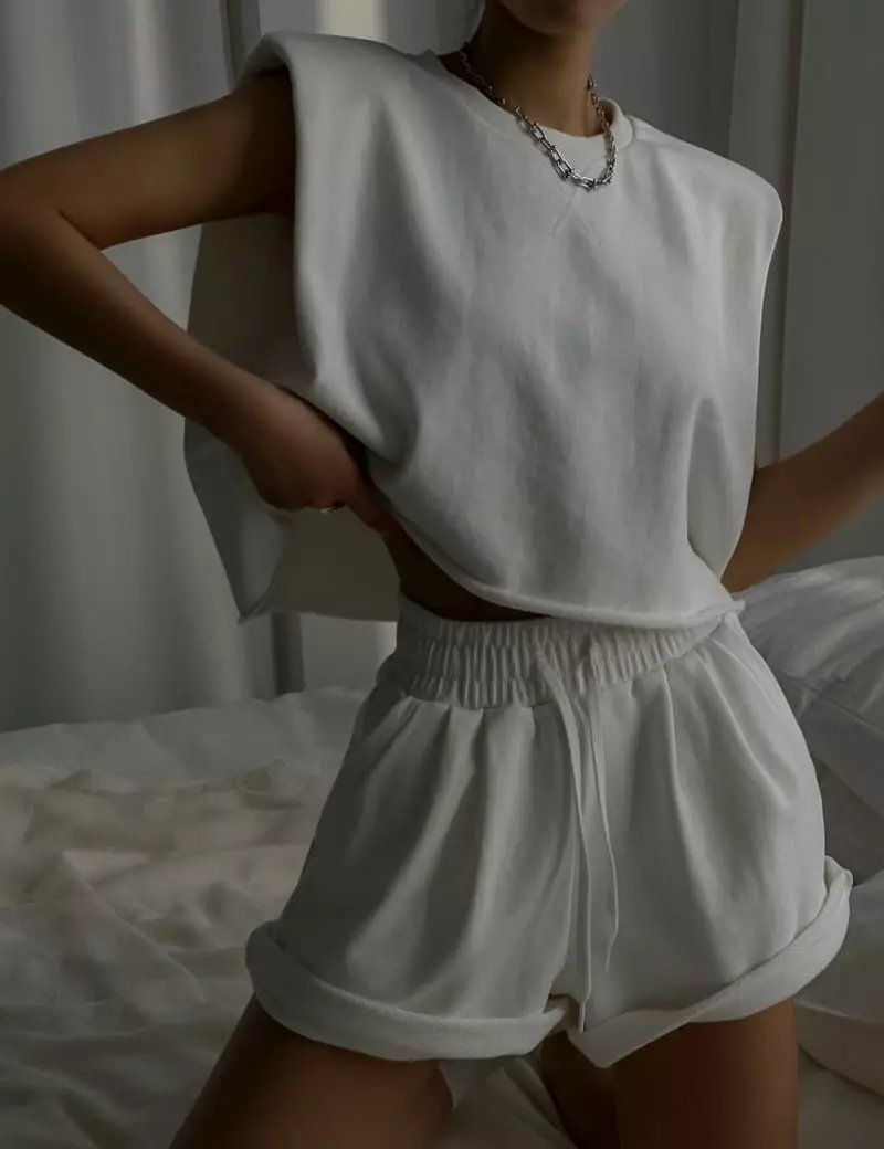 Paper Moon - Korean Women Fashion - #momslook - Shoulder Padded Sleeveless Cropped Sweatshirt