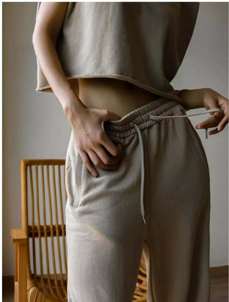 Paper Moon - Korean Women Fashion - #momslook - Cutted Detail Wide Sweat Trousers - 3