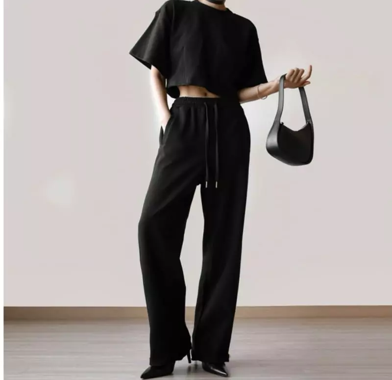 Paper Moon - Korean Women Fashion - #momslook - Cutted Detail Wide Sweat Trousers - 9