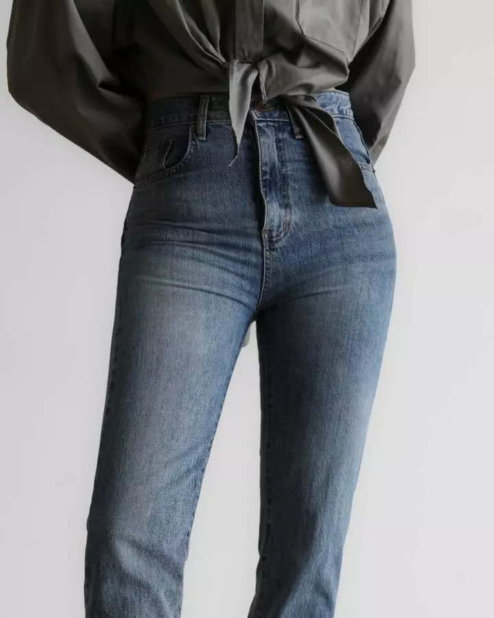 Paper Moon - Korean Women Fashion - #womensfashion - Cone Straight Slim Fit Blue Jeans​ - 4