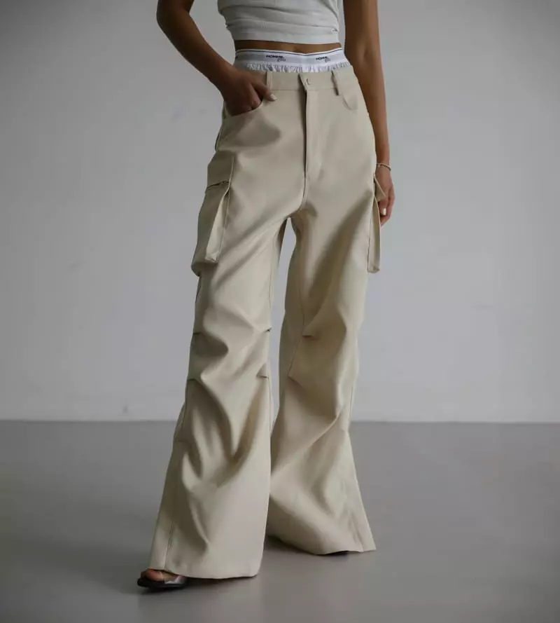 Paper Moon - Korean Women Fashion - #pursuepretty - LUX Heavy Texture Wide Cargo Trousers - 2