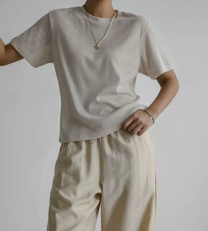 Paper Moon - Korean Women Fashion - #pursuepretty - Knit Texture Loose Fit Tee