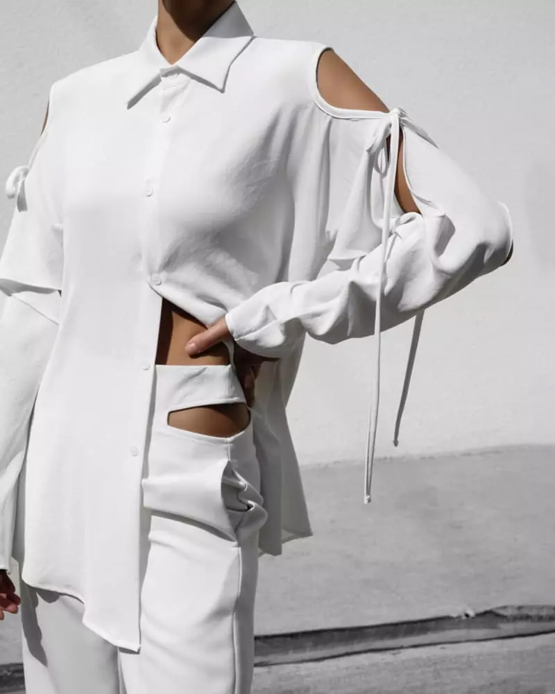 Paper Moon - Korean Women Fashion - #restrostyle - Cut Out Blouse - 6