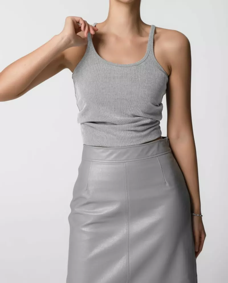 Paper Moon - Korean Women Fashion - #pursuepretty - Scoop Neck Rib Sleeveless Tank Top - 4