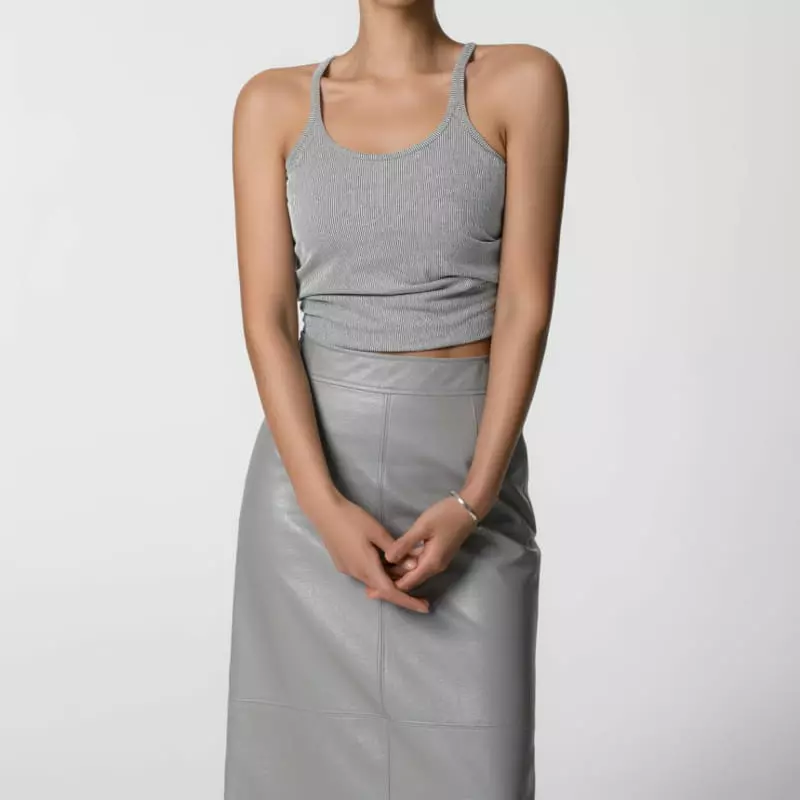 Paper Moon - Korean Women Fashion - #romanticstyle - Scoop Neck Rib Sleeveless Tank Top - 5
