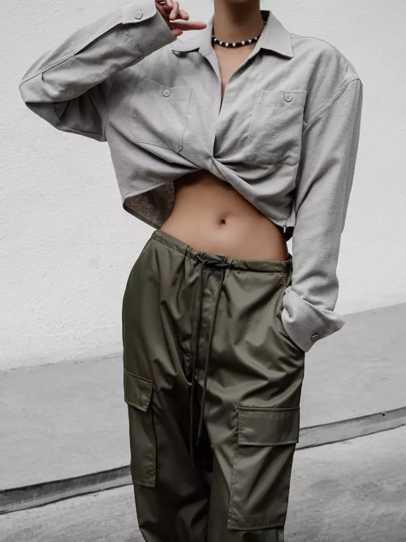 Paper Moon - Korean Women Fashion - #shopsmall - Twist Crop Linen Shir - 5