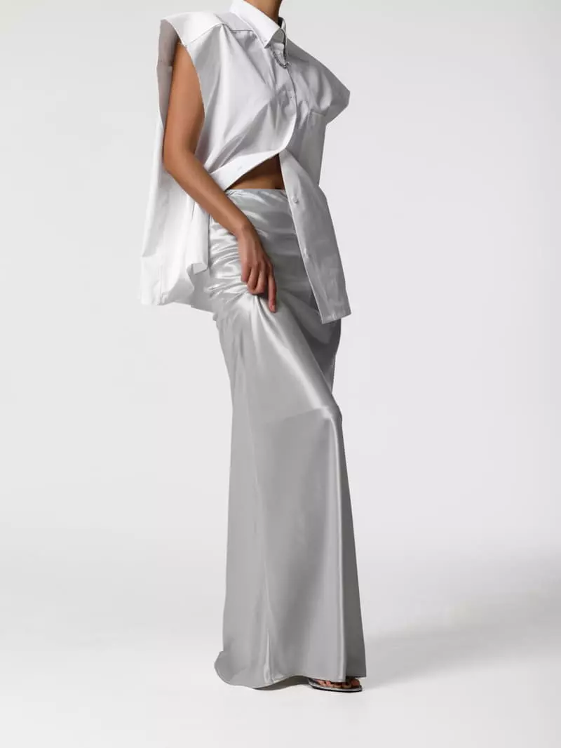 Paper Moon - Korean Women Fashion - #thatsdarling - Chain Necklace Detail Oversized Squared Sleeveless Button Down Shirt - 7