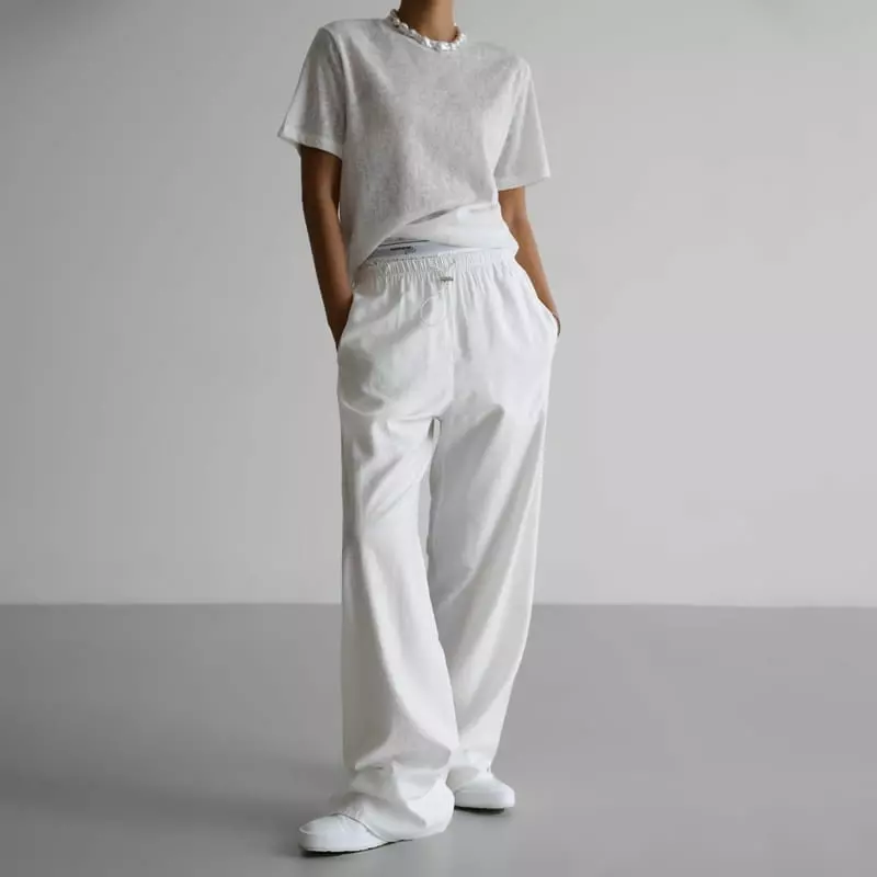 Paper Moon - Korean Women Fashion - #shopsmall - Banded Cozy Wide Trousers - 4
