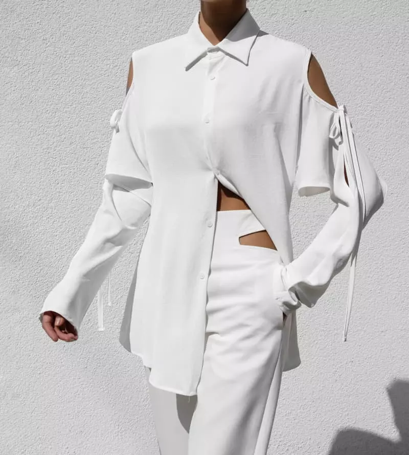 Paper Moon - Korean Women Fashion - #vintageinspired - Cut Out Blouse - 3