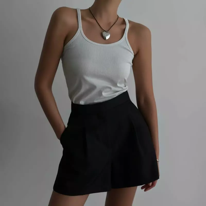 Paper Moon - Korean Women Fashion - #vintagekidsstyle - Scoop Neck Rib Sleeveless Tank Top - 2