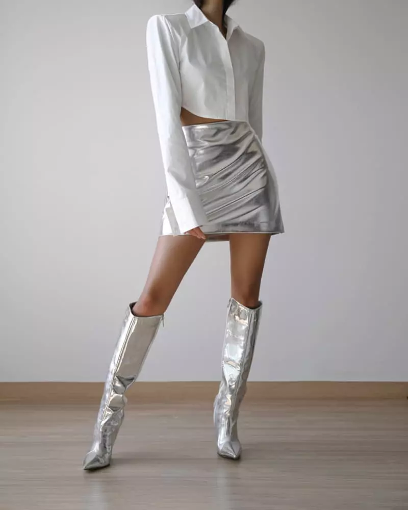 Paper Moon - Korean Women Fashion - #womensfashion - Matalic Skirt - 3