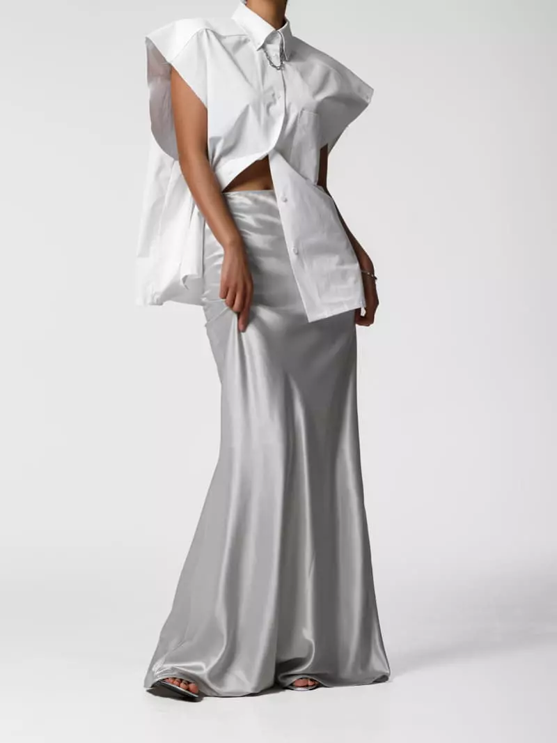 Paper Moon - Korean Women Fashion - #womensfashion - Silky Satin High Waisted Maxi Flared Skirt - 8