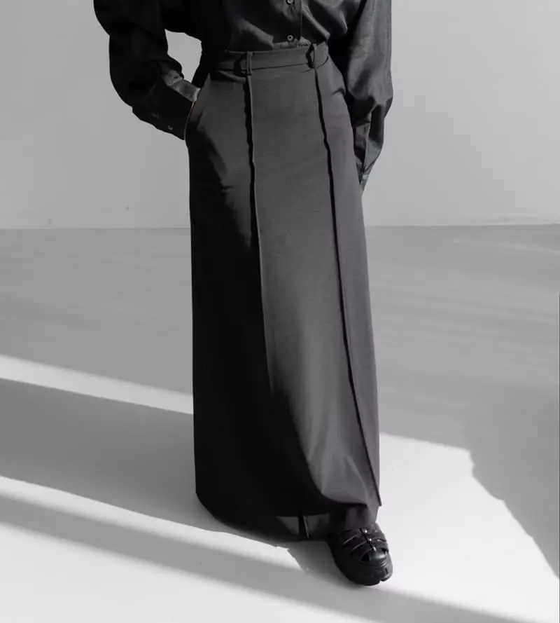 Paper Moon - Korean Women Fashion - #womensfashion - Pin Tuck Detail Maxi Flared Skirt - 10