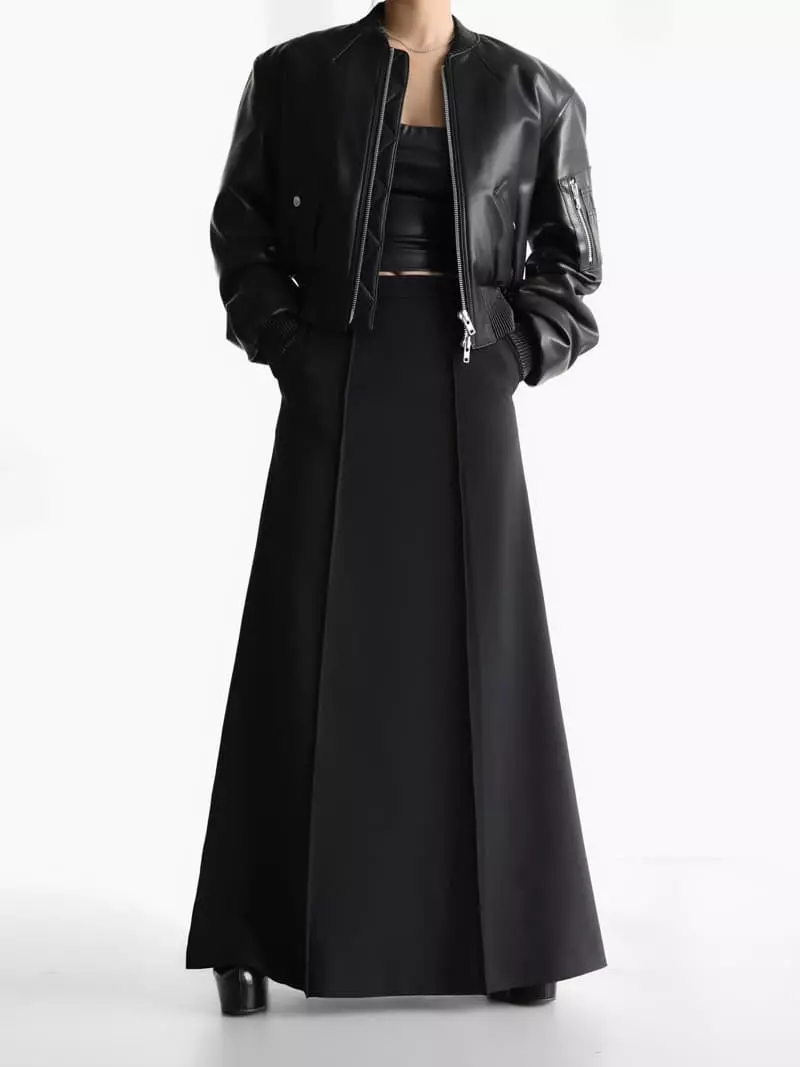 Paper Moon - Korean Women Fashion - #womensfashion - Pin Tuck Detail Maxi Flared Skirt - 12