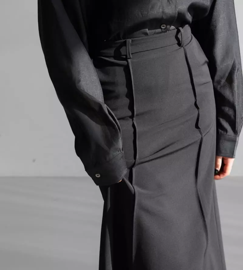 Paper Moon - Korean Women Fashion - #womensfashion - Pin Tuck Detail Maxi Flared Skirt - 6