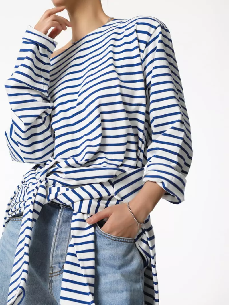 Paper Moon - Korean Women Fashion - #momslook - Boy Friends Boat Neck Tee - 4