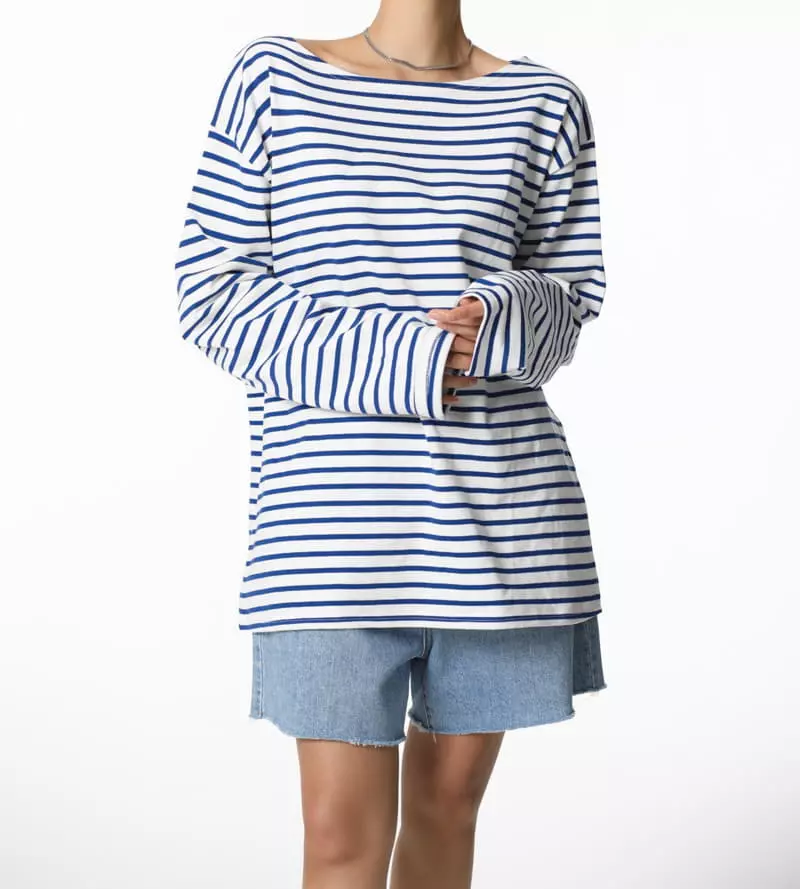 Paper Moon - Korean Women Fashion - #womensfashion - Boy Friends Boat Neck Tee - 8
