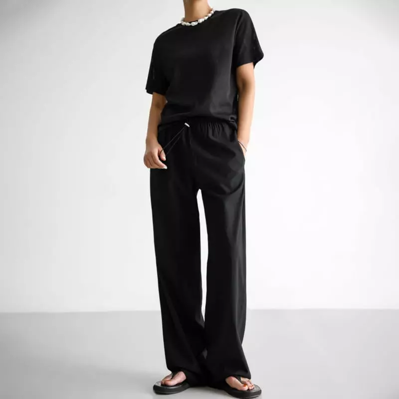 Paper Moon - Korean Women Fashion - #womensfashion - Banded Cozy Wide Trousers - 7