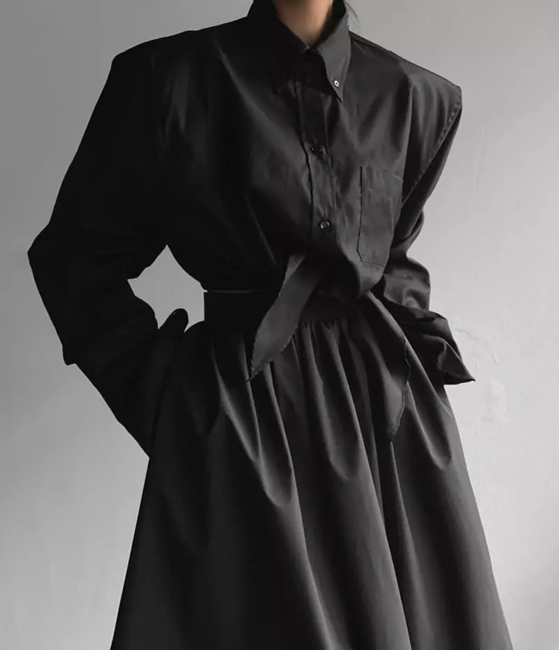 Paper Moon - Korean Women Fashion - #womensfashion - Knot Detail Padded Shoulder Cropped Button Down Shirt - 7