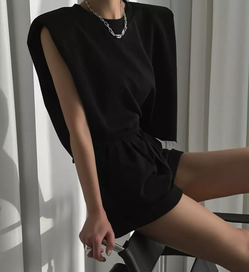 Paper Moon - Korean Women Fashion - #womensfashion - Shoulder Padded Sleeveless Cropped Sweatshirt - 10