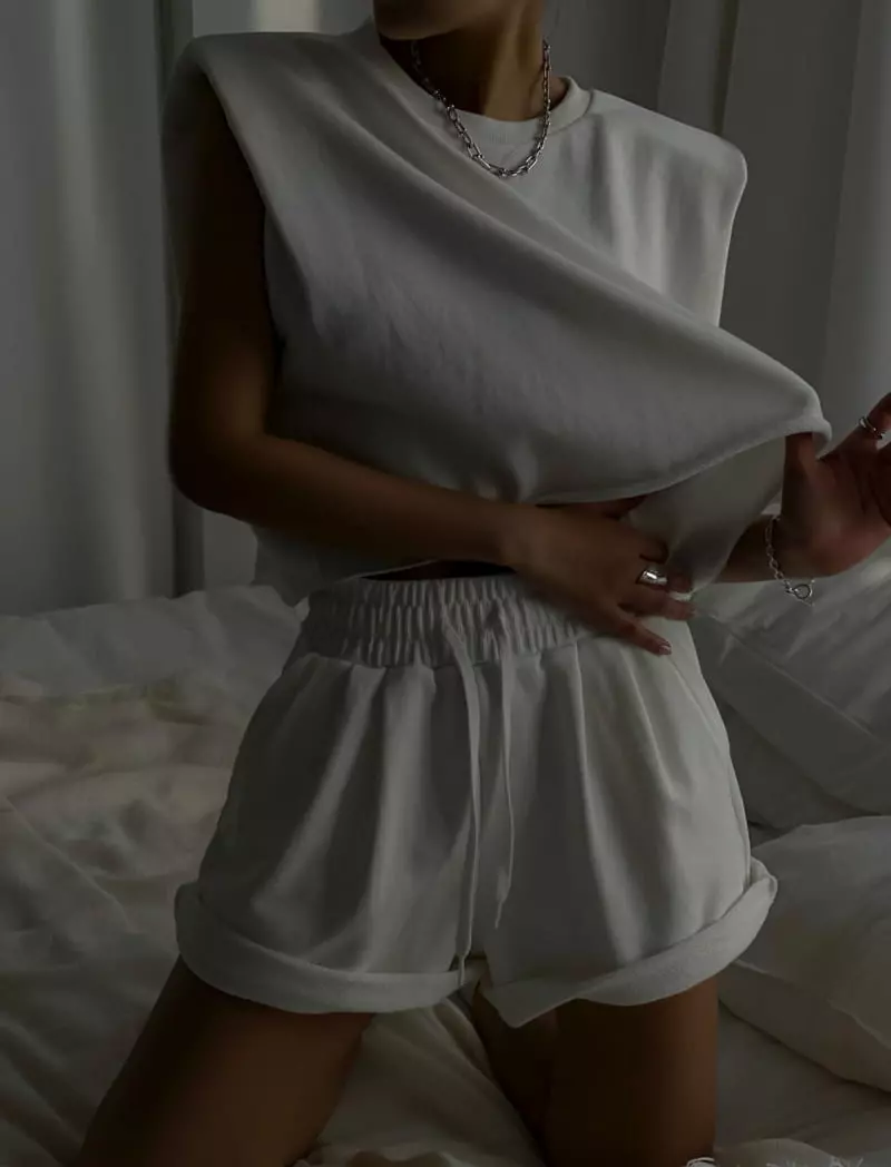 Paper Moon - Korean Women Fashion - #womensfashion - Shoulder Padded Sleeveless Cropped Sweatshirt - 2