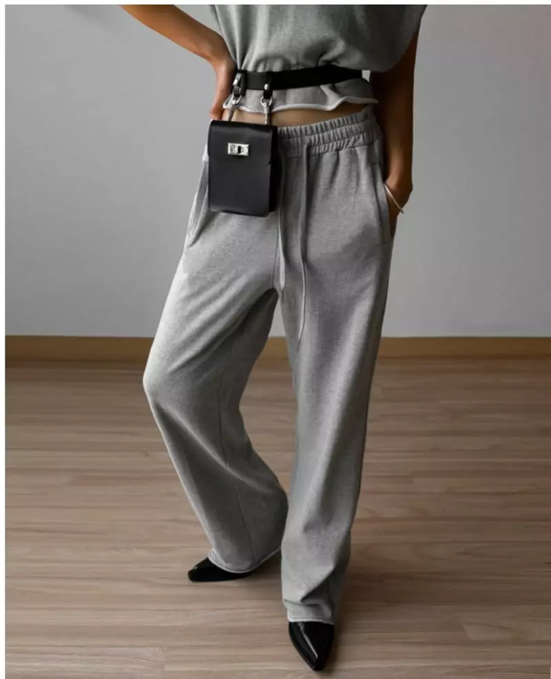 Paper Moon - Korean Women Fashion - #womensfashion - Cutted Detail Wide Sweat Trousers - 6