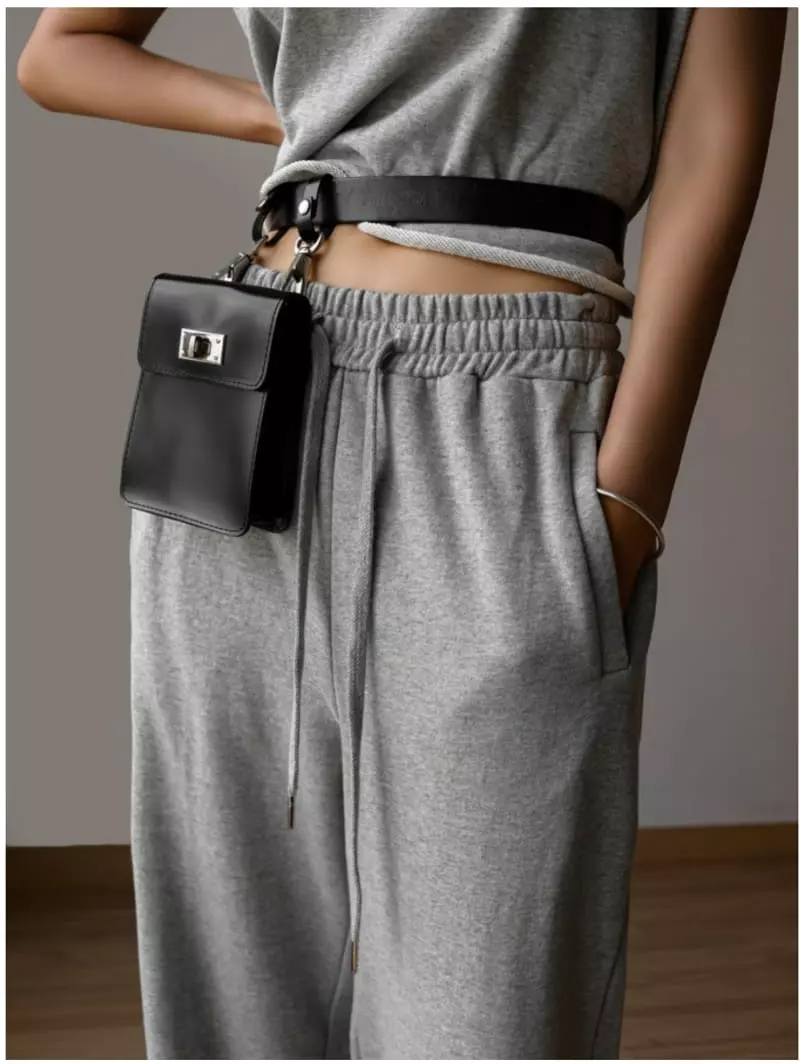 Paper Moon - Korean Women Fashion - #womensfashion - Cutted Detail Wide Sweat Trousers - 8