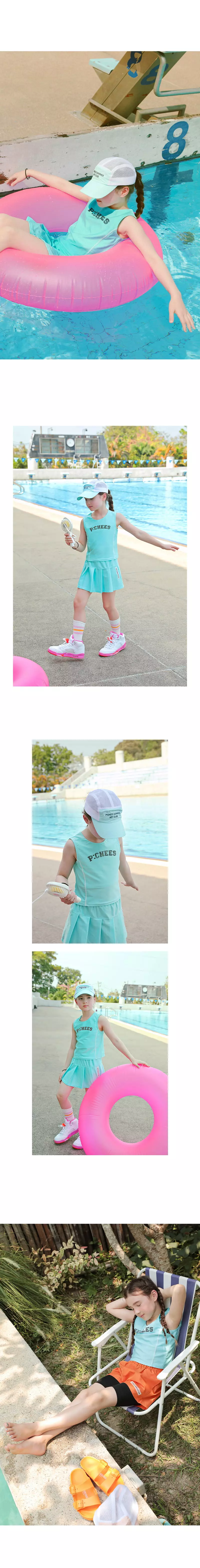 Peach-Cream - Korean Junior Fashion - #designkidswear - Kaisy  Rashguad Sleeveless Top - 4