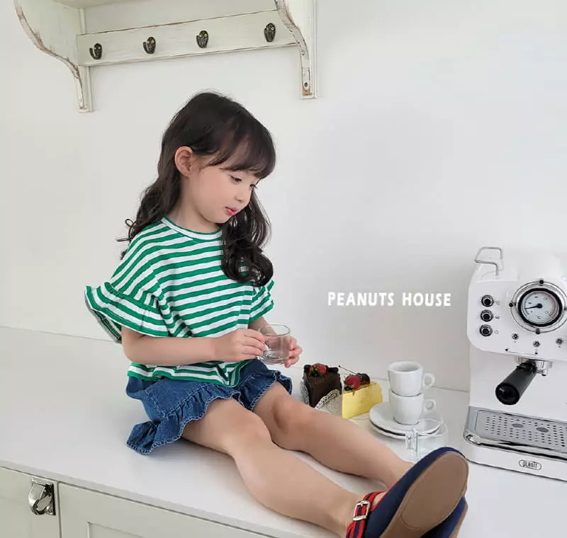 Peanuts - Korean Children Fashion - #littlefashionista - Stripes Frill Tee - 8