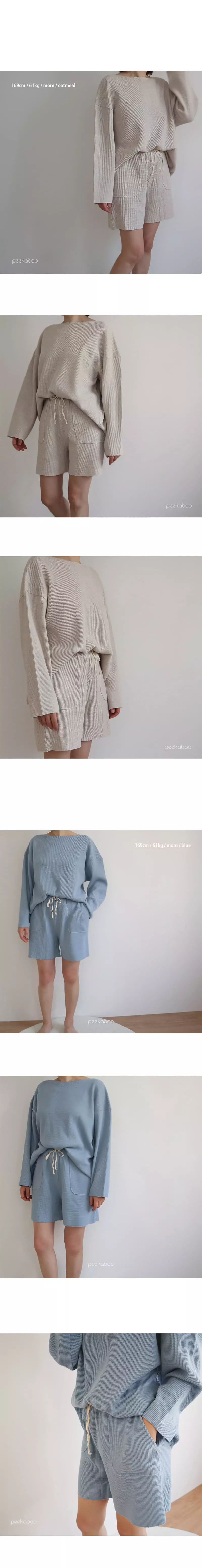 Peekaboo - Korean Women Fashion - #womensfashion - Yolo Top Bottom Set Mom - 3
