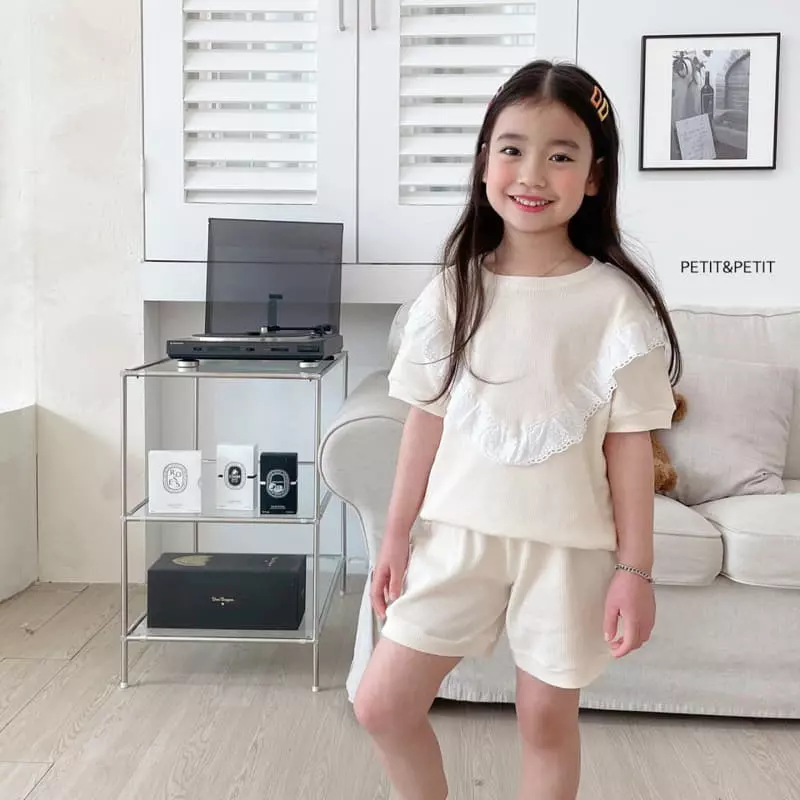 Petit & Petit - Korean Children Fashion - #childrensboutique - Waffle Lace Top Bottom Set